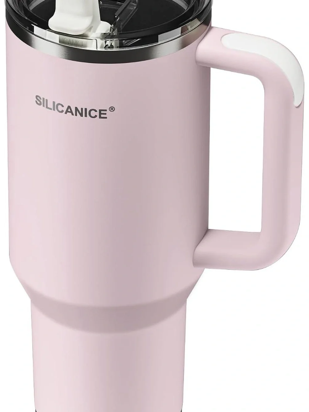 NEW Silicadice Pink Insulated Travel Mug with Handle & Straw